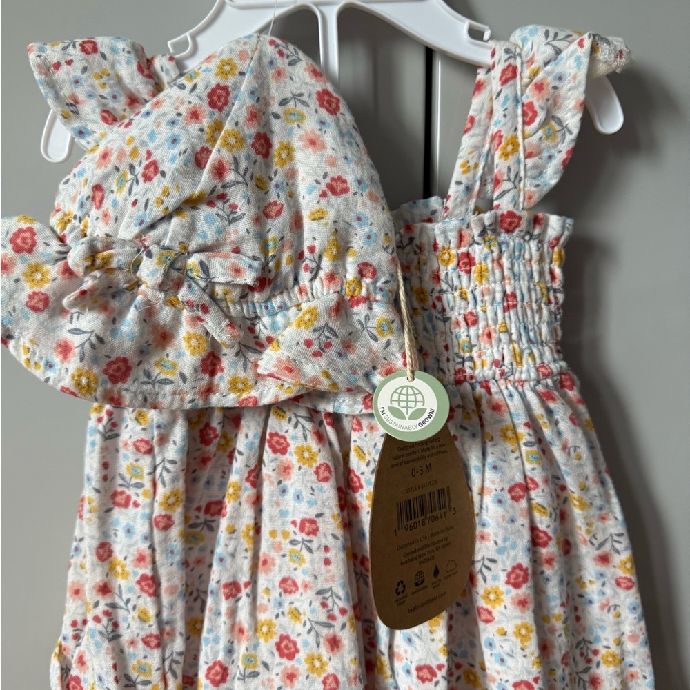 0-3 months Floral baby Dress with Matching Hat and bottom